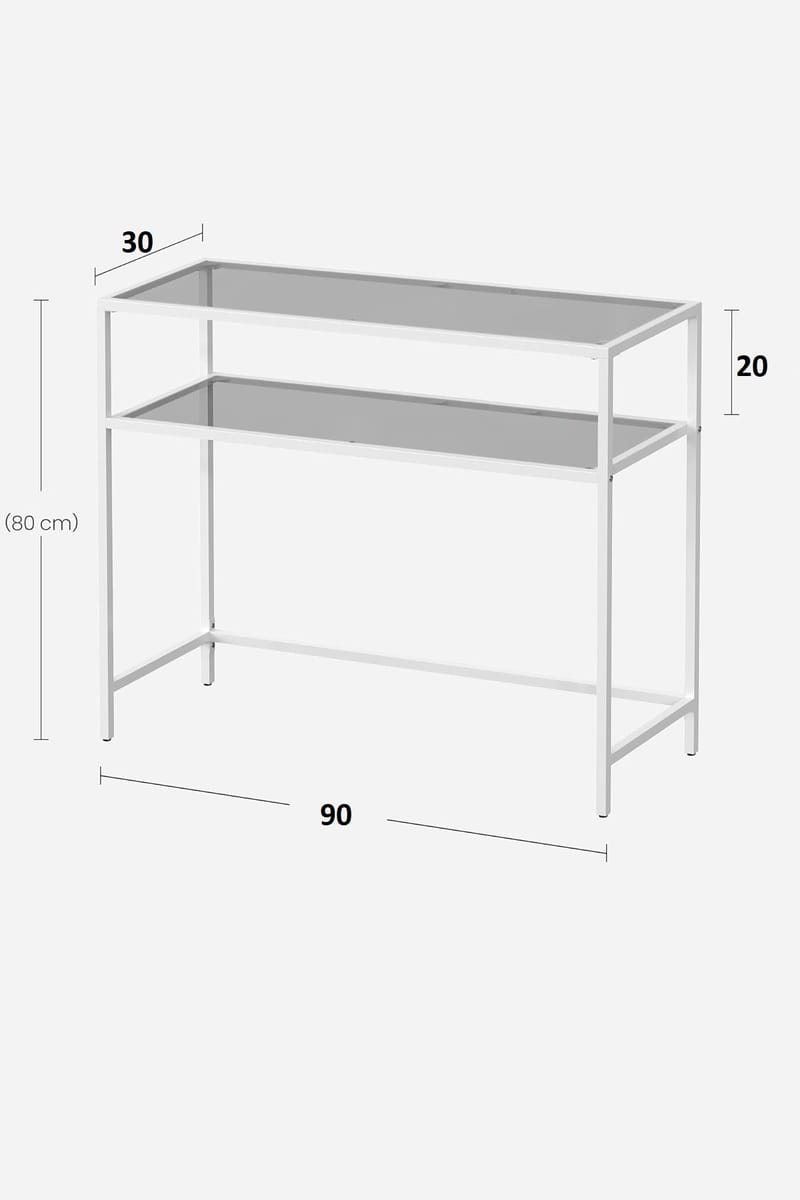 Rovena Byrå 90 cm - Vit och transparent - Möbler - Bord & matgrupp - Avlastningsbord & sidobord - Konsolbord & hallbord