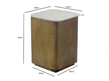 Rovian Kvadratiskt sidobord 33 cm i metall med marmorskiva - vit antikguld - Möbler - Bord & matgrupp - Avlastningsbord & sidobord - Brickbord & småbord