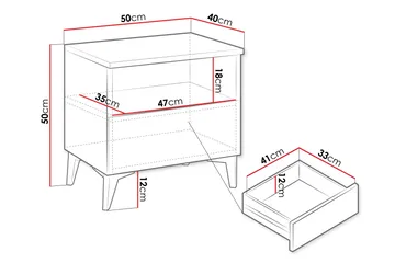 Royston Sängbord 50 cm - Beige - Möbler - Bord & matgrupp - Avlastningsbord & sidobord - Sängbord & nattduksbord