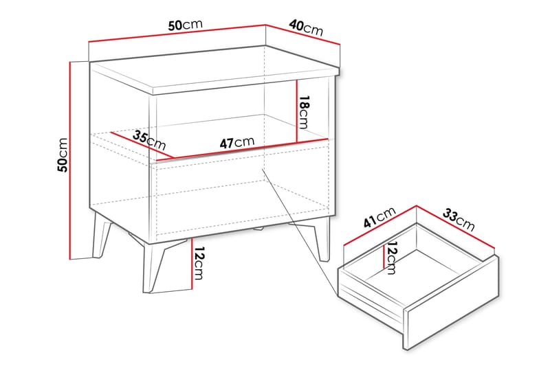 Royston Sängbord 50 cm - Beige - Möbler - Bord & matgrupp - Avlastningsbord & sidobord - Sängbord & nattduksbord