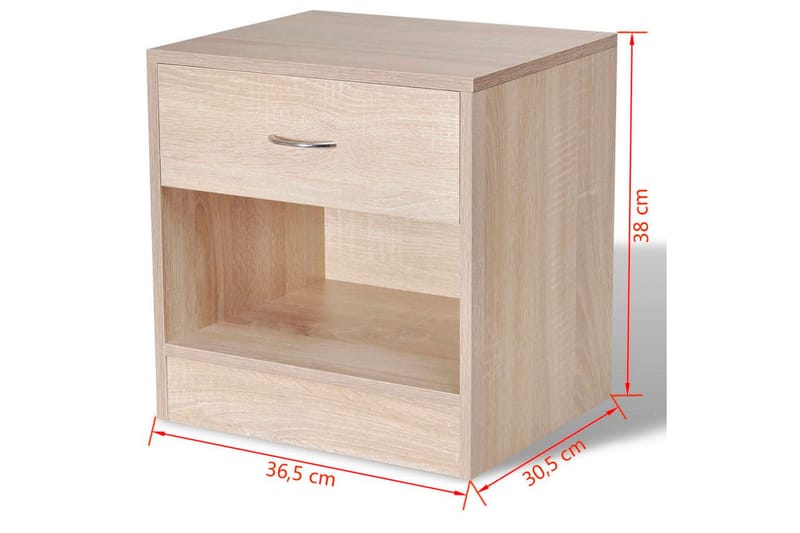 Sängbord 2 st med låda ekfärgad - Brun - Sängbord & nattduksbord