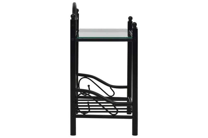 Sängbord 2 st stål och härdat glas 45x30,5x60 cm svart - Svart - Sängbord & nattduksbord