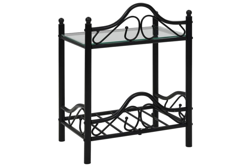 Sängbord 2 st stål och härdat glas 45x30,5x60 cm svart - Svart - Sängbord & nattduksbord