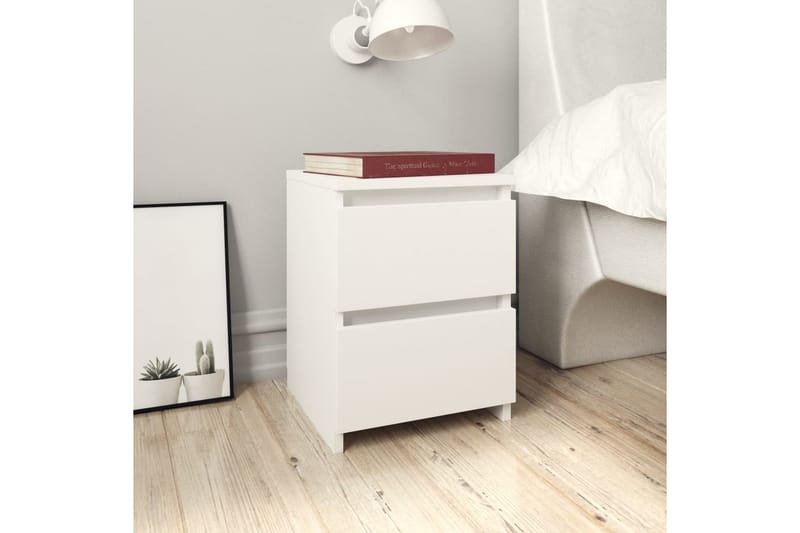 Sängbord 2 st vit 30x30x40 cm spånskiva - Vit - Sängbord & nattduksbord