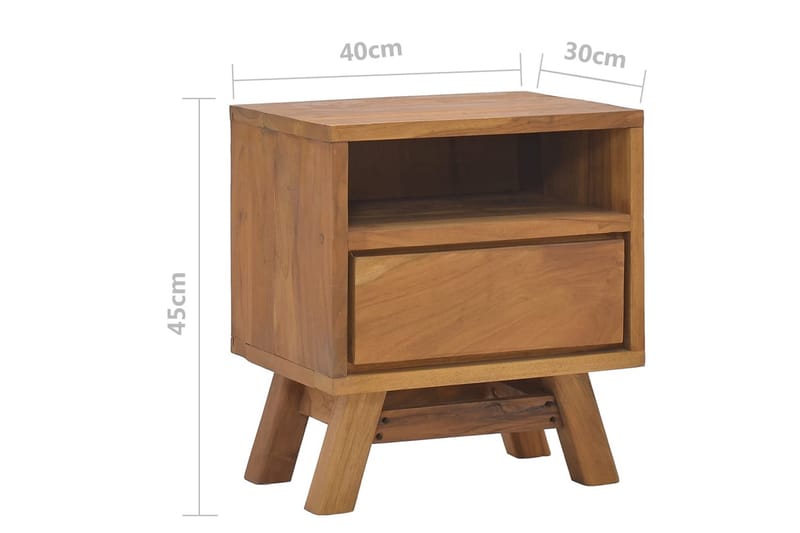 Sängbord 40x30x45 cm massiv teak - Brun - Sängbord & nattduksbord
