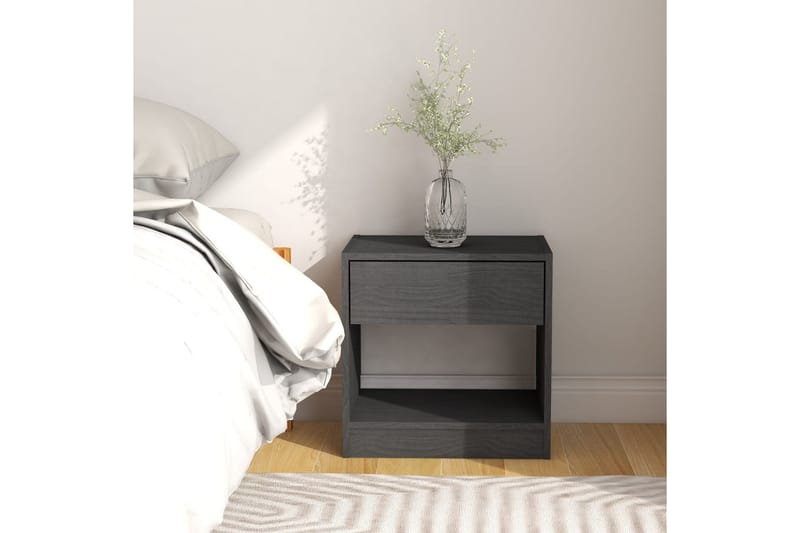 Sängbord 40x31x40 cm massiv furu grå - Grå - Sängbord & nattduksbord