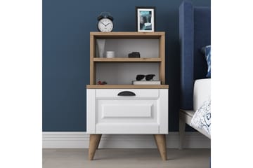 Sängbord Akashya 45x40 cm Brun/Vit - Hanah Home - Möbler - Bord & matgrupp - Avlastningsbord & sidobord - Sängbord & nattduksbord