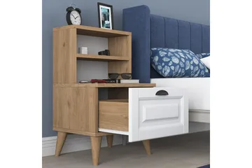 Akashya Sängbord 45x40 cm Brun/Vit - Hanah Home - Möbler - Bord & matgrupp - Avlastningsbord & sidobord - Sängbord & nattduksbord