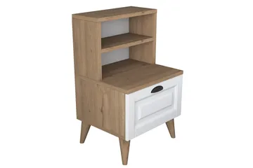 Akashya Sängbord 45x40 cm Brun/Vit - Hanah Home - Möbler - Bord & matgrupp - Avlastningsbord & sidobord - Sängbord & nattduksbord