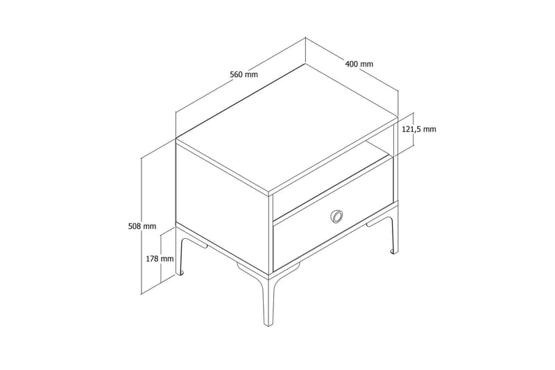 Sängbord Ameias 56x40 cm Brun - Hanah Home - Möbler - Bord & matgrupp - Avlastningsbord & sidobord - Sängbord & nattduksbord