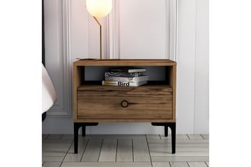 Sängbord Ameias 56x40 cm Brun - Hanah Home - Möbler - Bord & matgrupp - Avlastningsbord & sidobord - Sängbord & nattduksbord