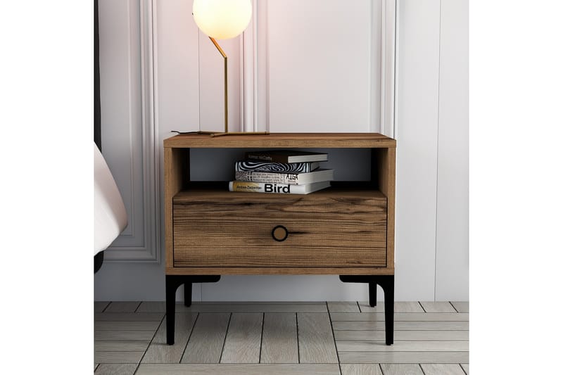 Sängbord Ameias 56x40 cm Brun - Hanah Home - Möbler - Bord & matgrupp - Avlastningsbord & sidobord - Sängbord & nattduksbord