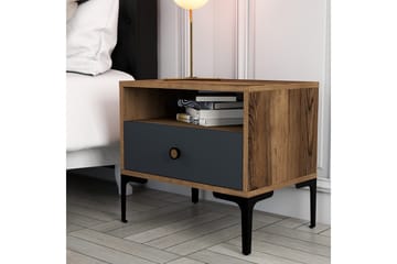 Ameias Sängbord 56x40 cm Brun/Antracit - Hanah Home - Möbler - Bord & matgrupp - Avlastningsbord & sidobord - Sängbord & nattduksbord