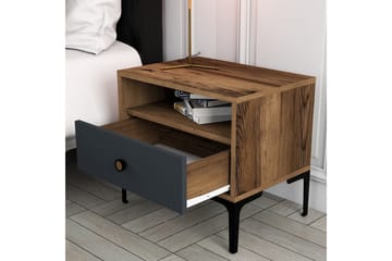 Ameias Sängbord 56x40 cm Brun/Antracit - Hanah Home - Möbler - Bord & matgrupp - Avlastningsbord & sidobord - Sängbord & nattduksbord