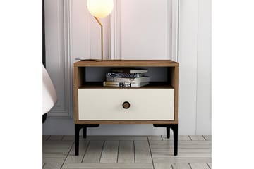 Sängbord Ameias 56x40 cm Brun/Beige - Hanah Home - Möbler - Bord & matgrupp - Avlastningsbord & sidobord - Sängbord & nattduksbord