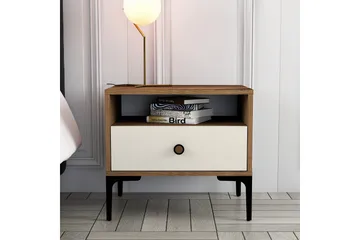 Ameias Sängbord 56x40 cm Brun/Beige - Hanah Home - Möbler - Bord & matgrupp - Avlastningsbord & sidobord - Sängbord & nattduksbord