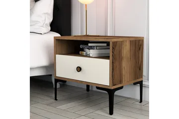 Ameias Sängbord 56x40 cm Brun/Beige - Hanah Home - Möbler - Bord & matgrupp - Avlastningsbord & sidobord - Sängbord & nattduksbord