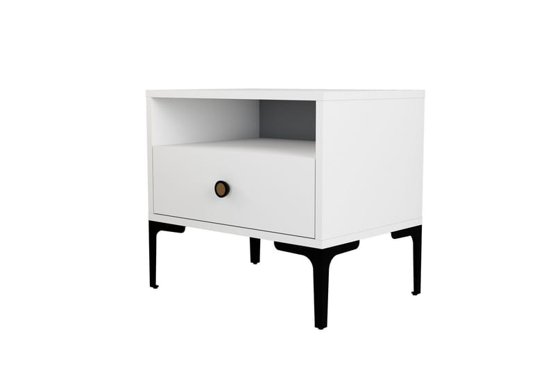 Sängbord Ameias 56x40 cm Vit - Hanah Home - Möbler - Bord & matgrupp - Avlastningsbord & sidobord - Sängbord & nattduksbord