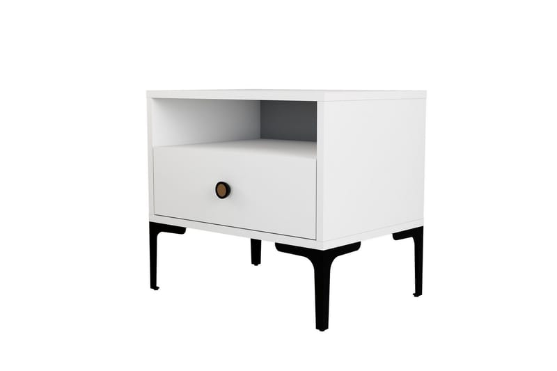 Ameias Sängbord 56x40 cm Vit, Hanah Home