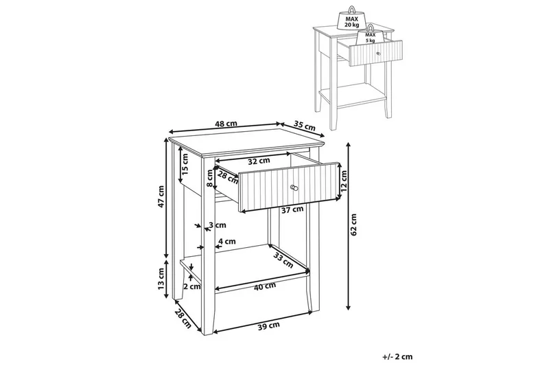 Sängbord Assisi med förvaringslåda - Möbler - Bord & matgrupp - Avlastningsbord & sidobord - Sängbord & nattduksbord