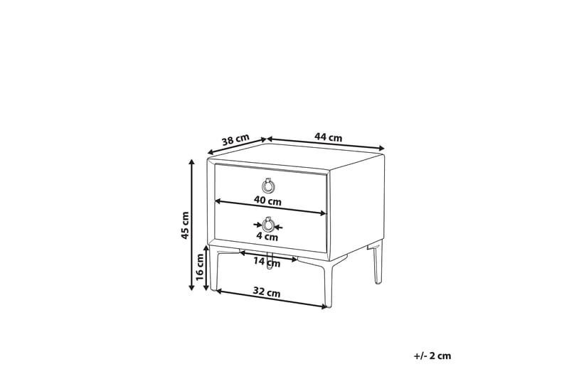 Sängbord Barbonne 44 cm - Konstläder/Svart - Sängbord & nattduksbord