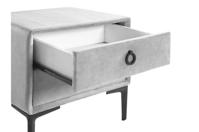 Sängbord Barbonne 44 cm - Sammet/Grå - Sängbord & nattduksbord