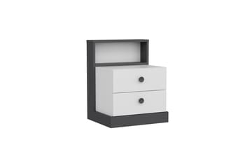 Sängbord Berdez 62x42 cm Antracit/Vit - Hanah Home - Möbler - Bord & matgrupp - Avlastningsbord & sidobord - Sängbord & nattduksbord