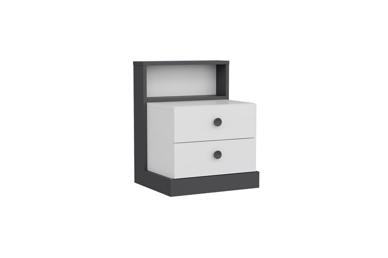 Sängbord Berdez 62x42 cm Antracit/Vit - Hanah Home - Möbler - Bord & matgrupp - Avlastningsbord & sidobord - Sängbord & nattduksbord