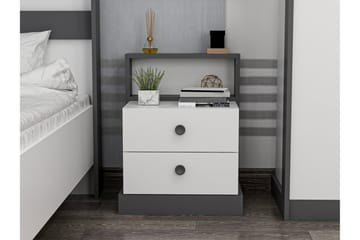 Sängbord Berdez 62x42 cm Antracit/Vit - Hanah Home - Möbler - Bord & matgrupp - Avlastningsbord & sidobord - Sängbord & nattduksbord