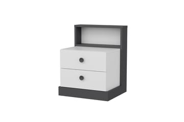 Sängbord Berdez 62x42 cm Antracit/Vit - Hanah Home - Möbler - Bord & matgrupp - Avlastningsbord & sidobord - Sängbord & nattduksbord