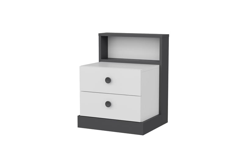 Sängbord Berdez 62x42 cm Antracit/Vit - Hanah Home - Möbler - Bord & matgrupp - Avlastningsbord & sidobord - Sängbord & nattduksbord