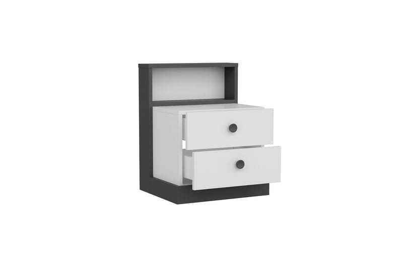 Sängbord Berdez 62x42 cm Antracit/Vit - Hanah Home - Möbler - Bord & matgrupp - Avlastningsbord & sidobord - Sängbord & nattduksbord