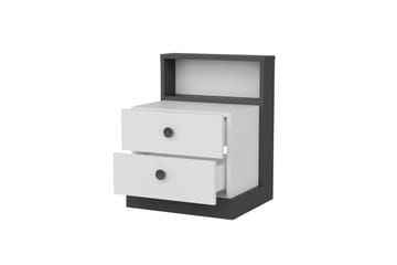 Sängbord Berdez 62x42 cm Antracit/Vit - Hanah Home - Möbler - Bord & matgrupp - Avlastningsbord & sidobord - Sängbord & nattduksbord