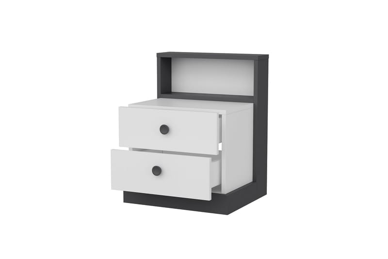 Sängbord Berdez 62x42 cm Antracit/Vit - Hanah Home - Möbler - Bord & matgrupp - Avlastningsbord & sidobord - Sängbord & nattduksbord