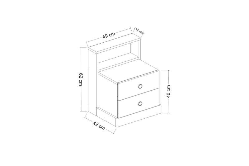 Sängbord Berdez 62x42 cm Antracit/Vit - Hanah Home - Möbler - Bord & matgrupp - Avlastningsbord & sidobord - Sängbord & nattduksbord