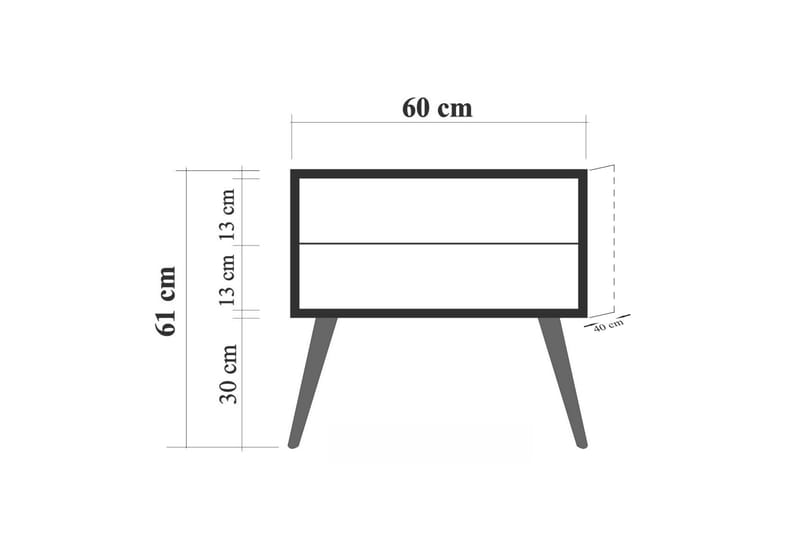 Sängbord Bertoaria 60x40 cm Brun - Hanah Home - Sängbord & nattduksbord