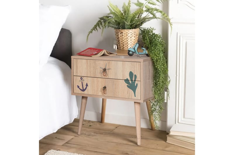 Bertoaria Sängbord 60x40 cm Brun - Hanah Home - Möbler - Bord & matgrupp - Avlastningsbord & sidobord - Sängbord & nattduksbord