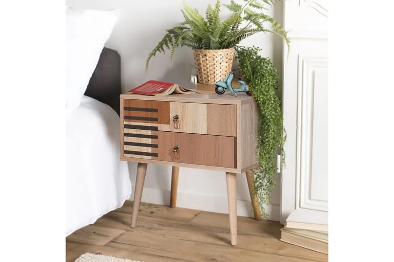 Bertoaria Sängbord 60x40 cm Brun - Hanah Home - Möbler - Bord & matgrupp - Avlastningsbord & sidobord - Sängbord & nattduksbord