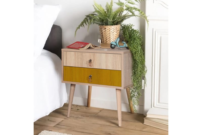 Bertoaria Sängbord 60x40 cm Brun - Hanah Home - Möbler - Bord & matgrupp - Avlastningsbord & sidobord - Sängbord & nattduksbord