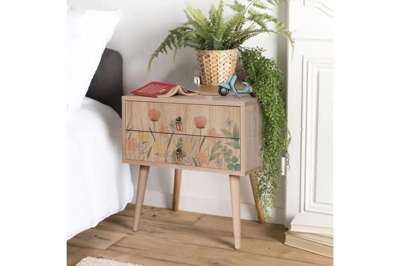 Bertoaria Sängbord 60x40 cm Brun - Hanah Home - Möbler - Bord & matgrupp - Avlastningsbord & sidobord - Sängbord & nattduksbord