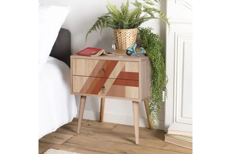 Bertoaria Sängbord 60x40 cm Brun - Hanah Home - Möbler - Bord & matgrupp - Avlastningsbord & sidobord - Sängbord & nattduksbord
