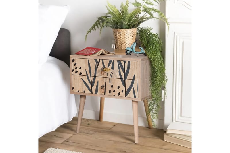 Bertoaria Sängbord 60x40 cm Brun - Hanah Home - Möbler - Bord & matgrupp - Avlastningsbord & sidobord - Sängbord & nattduksbord
