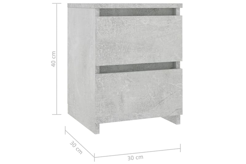 Sängbord betonggrå 30x30x40 cm spånskiva - Grå - Sängbord & nattduksbord