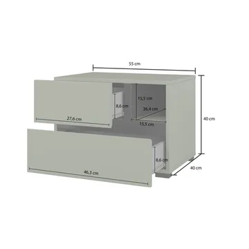 Sängbord Cross S med 2 lådor - Grön - Möbler - Bord & matgrupp - Avlastningsbord & sidobord - Sängbord & nattduksbord