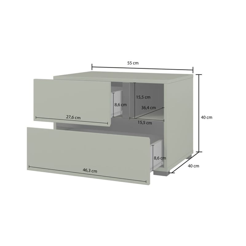 Sängbord Cross S med 2 lådor - Grön - Möbler - Bord & matgrupp - Avlastningsbord & sidobord - Sängbord & nattduksbord