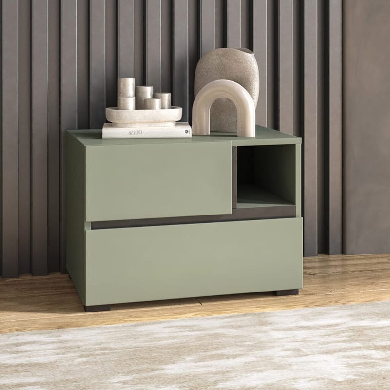 Sängbord Cross S med 2 lådor - Grön - Möbler - Bord & matgrupp - Avlastningsbord & sidobord - Sängbord & nattduksbord