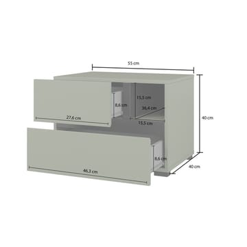 Sängbord Cross S med 2 lådor - Grön - Möbler - Bord & matgrupp - Avlastningsbord & sidobord - Sängbord & nattduksbord