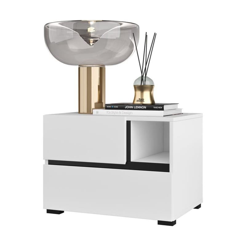 Sängbord Cross S med 2 lådor - Vit - Möbler - Bord & matgrupp - Avlastningsbord & sidobord - Sängbord & nattduksbord