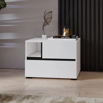 Sängbord Cross S med 2 lådor - Vit - Möbler - Bord & matgrupp - Avlastningsbord & sidobord - Sängbord & nattduksbord