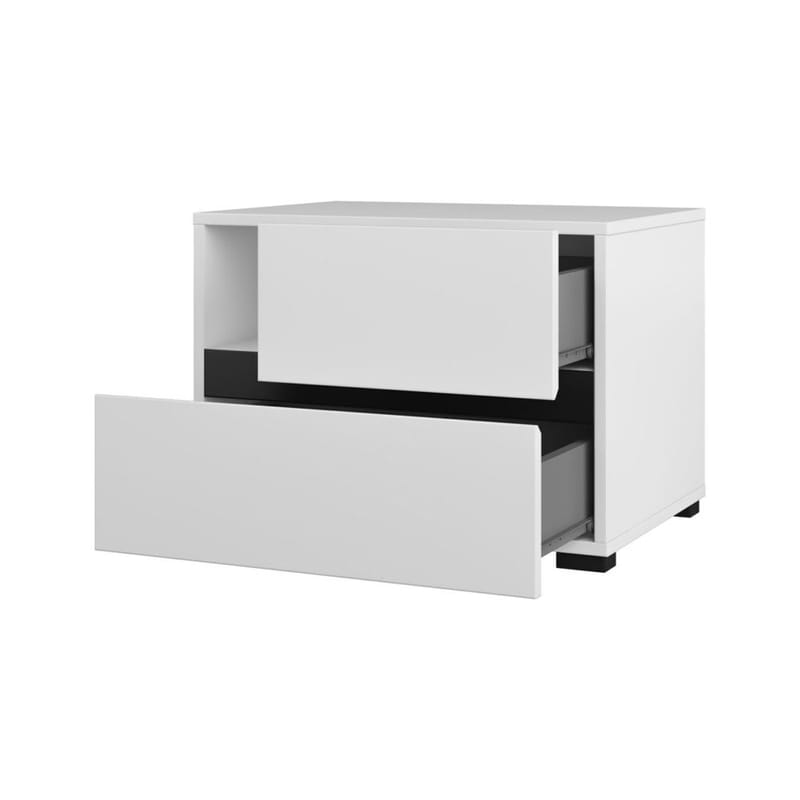 Sängbord Cross S med 2 lådor - Vit - Möbler - Bord & matgrupp - Avlastningsbord & sidobord - Sängbord & nattduksbord